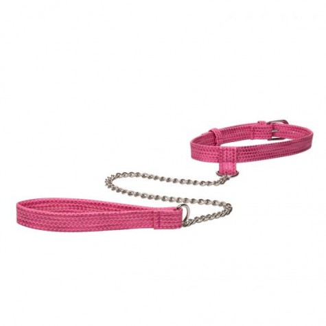 Розовый ошейник с поводком Tickle Me Pink Collar With Leash